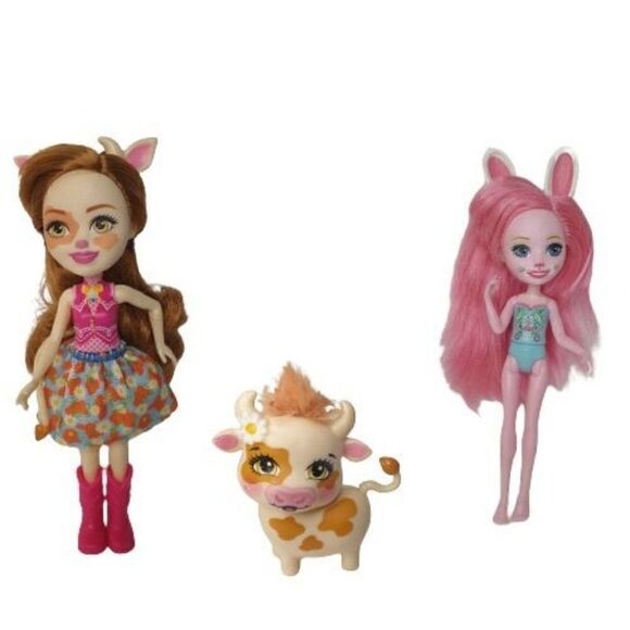 Enchantimals Cailey Cow Doll Curdle and Bree Bunny Mini 6" Doll Figures Bundle - Picture 7 of 7